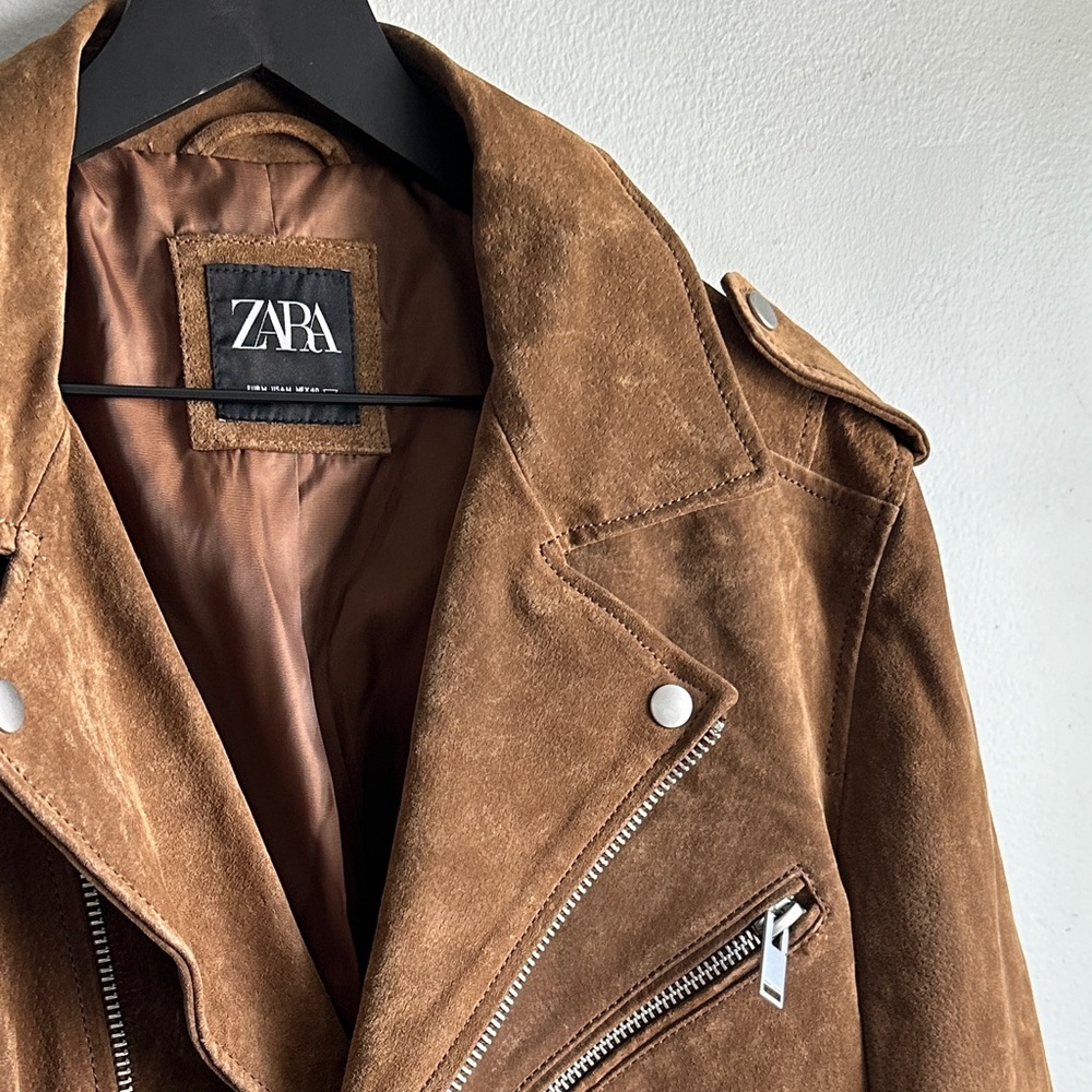 ZARA Suede Leather Biker Jacket